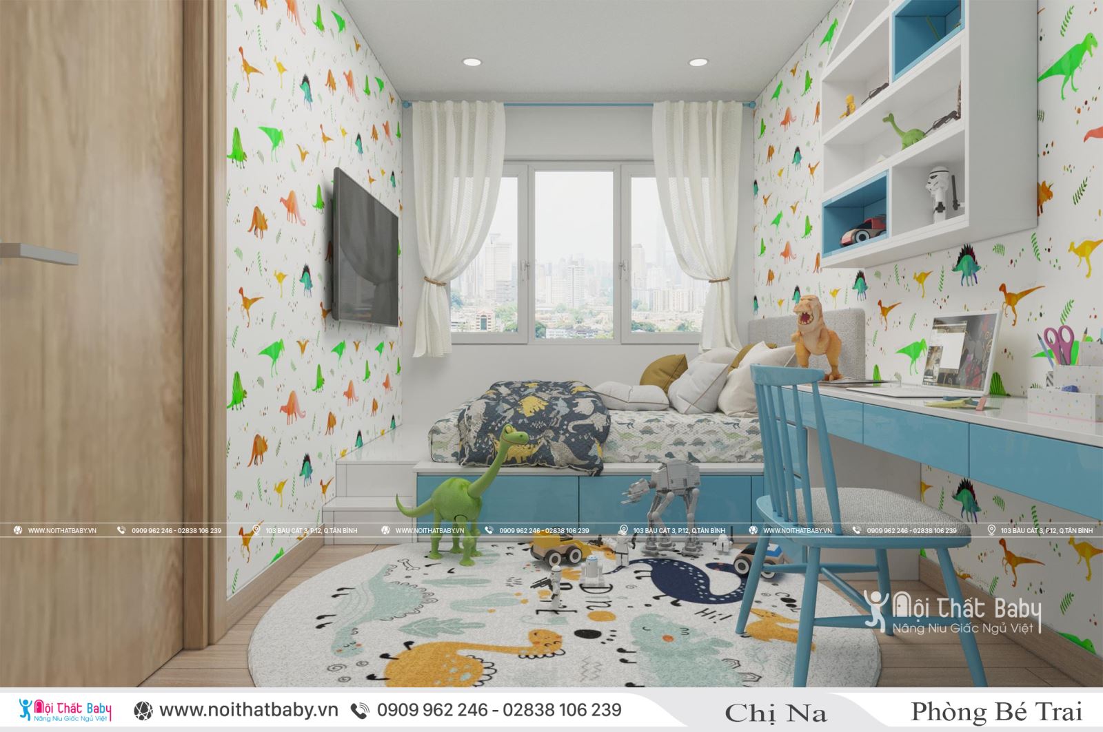 Phòng ngủ bé trai hiện đại tại Emerald Celadon City 104m2